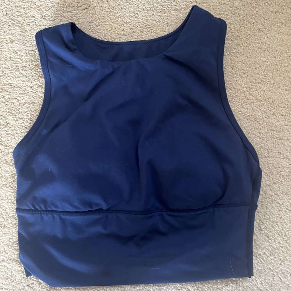 Navy Blue Longline Sports Bra, Medium